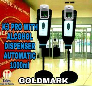 AlCOHOL DISPENSER AUTOMATIC  DISPENSE PLUS K3 PRO Thermometer Scanner WITH VOICE BROADCAST TEMPERATURE READING .