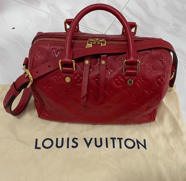 Speedy bandoulière leather handbag Louis Vuitton Red in Leather