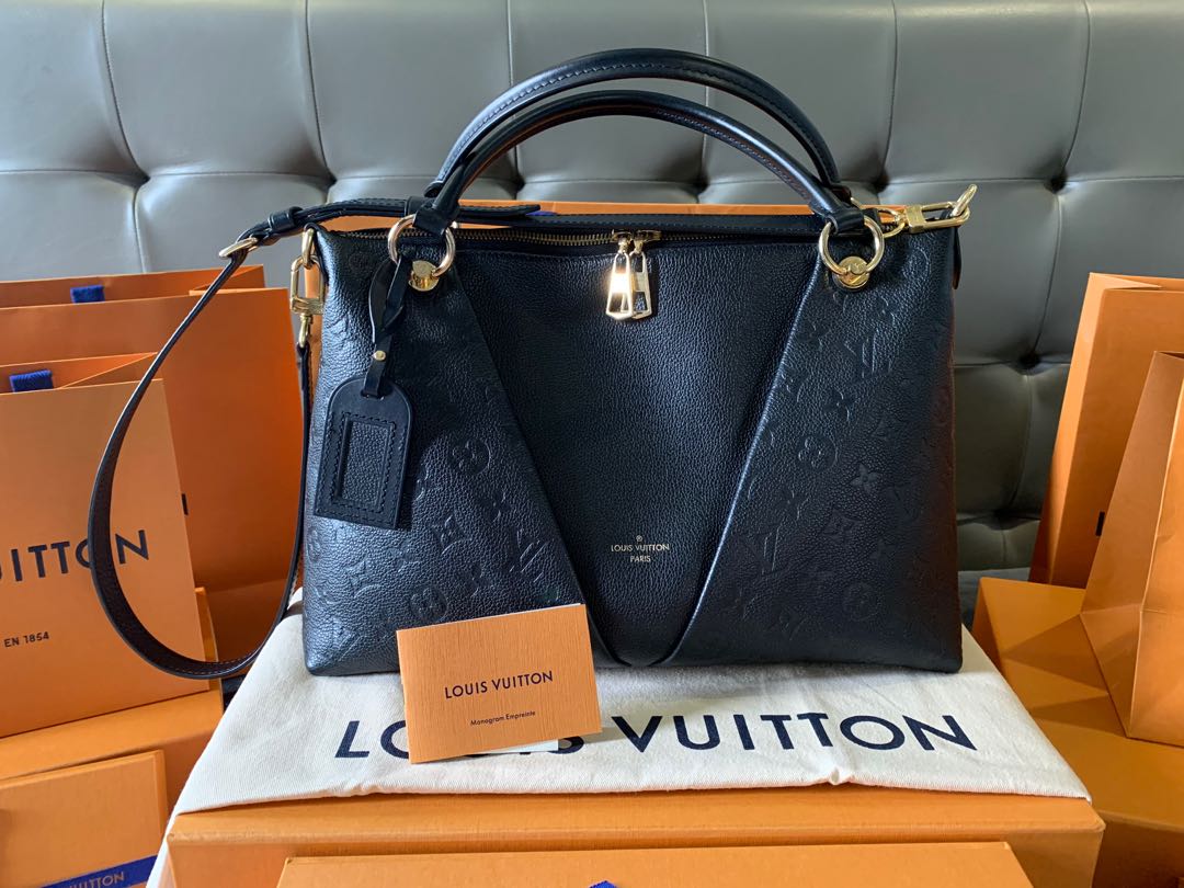 Louis Vuitton V TOTE MM bag black empreinte leather ref.258667