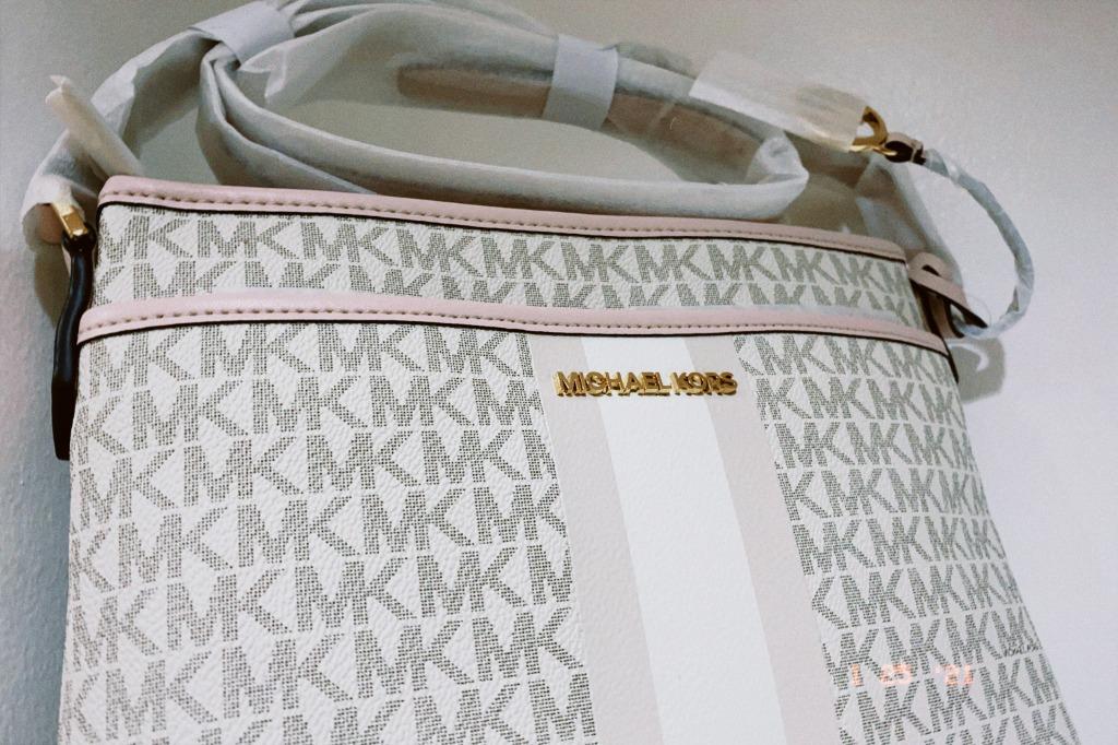 Bedford small logo discount stripe crossbody bag