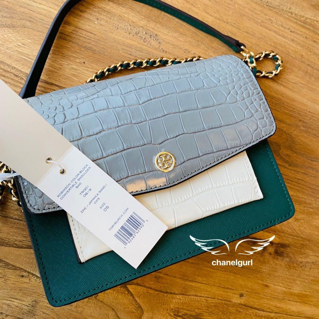 New 🤩 Tory Burch Robinson Colorblock Convertible Shoulder Bag Jamaica Sand  Croc, Women's Fashion, Bags & Wallets, Shoulder Bags on Carousell