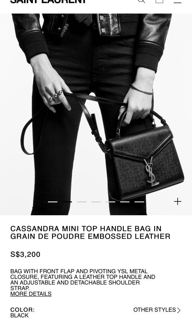 cassandra mini top handle bag in grain de poudre embossed leather