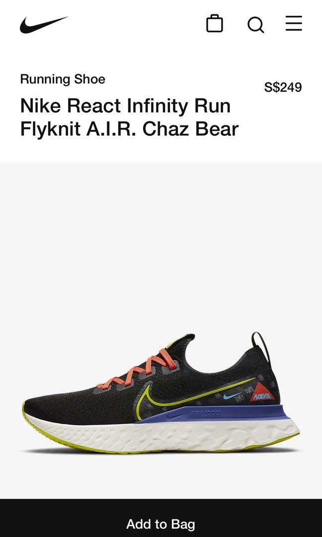 nike react infinity run flyknit chaz bear