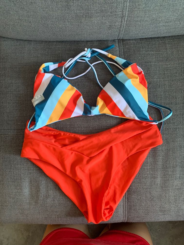 Orange striped bikini
