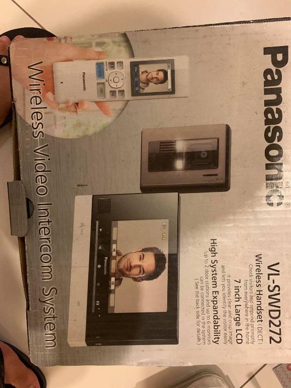 Panasonic VL-SWD272 Wireless Video Intercom System (Category: Security Systems & CCTV Cameras) located in Quezon City. Submitted by tazychelly (Listing ID 1066744231, Image 1). Description: Brand-new still/with box Features Includes 7-inch Wide Colour Display, Picture Recording, Electric Lock Release Support, Voice Changer, Night Vision & Highly Expandable. Set Includes: Main Monitor (VL-MWD272) x1, Door Station (VL-V522L) x1, Wireless monitor (V