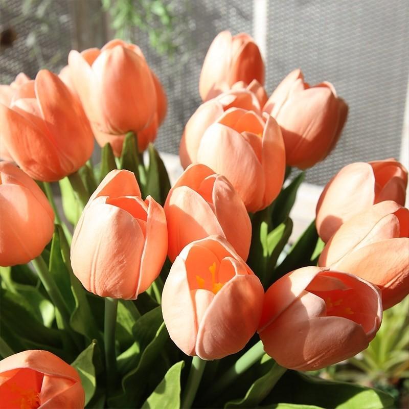 Realistic looking pretty large artificial tulips arrangement, Furniture