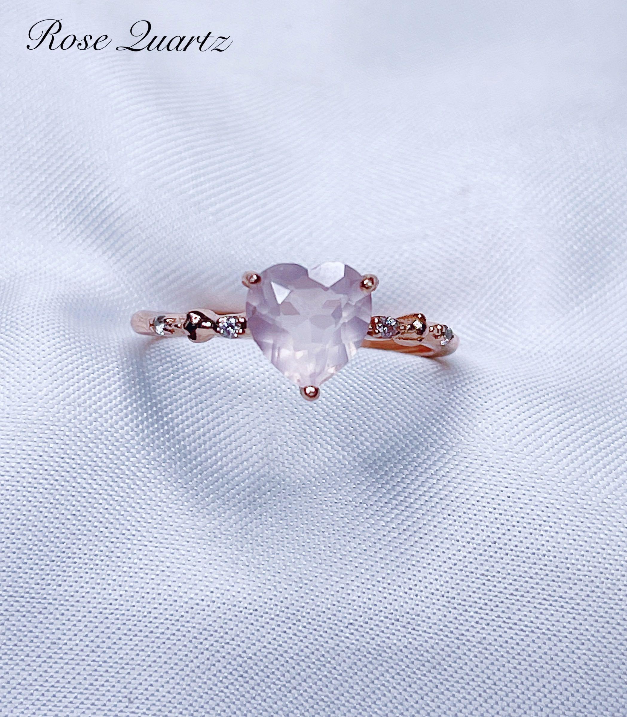 Dainty rose discount quartz ring