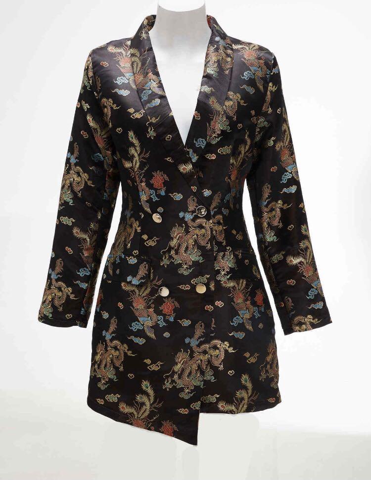 Black dragon print sales blazer dress
