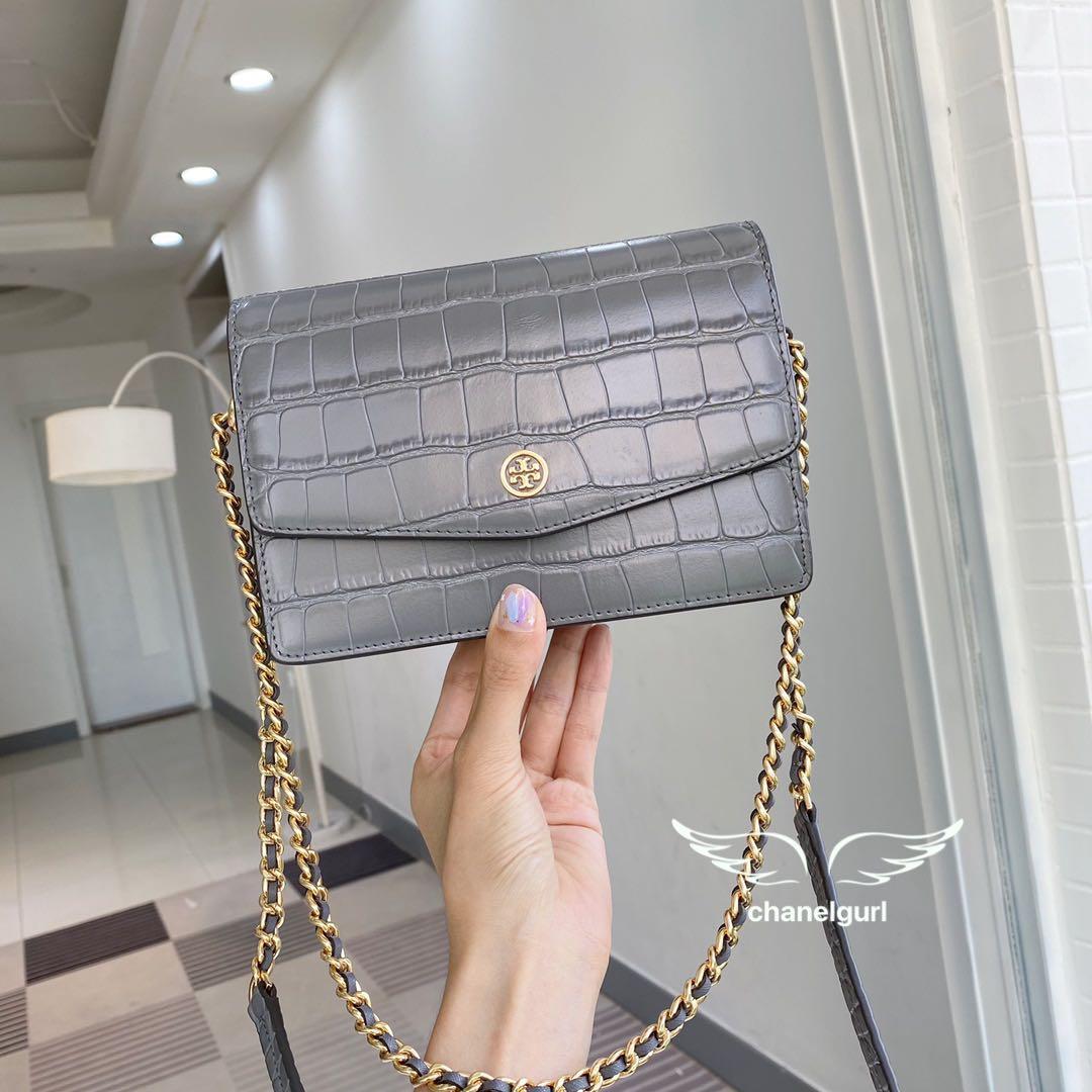 Small | Tory Burch Robinson Croc embossed Convertible Shoulder Bag Grey,  Women's Fashion, Bags & Wallets, Purses & Pouches on Carousell