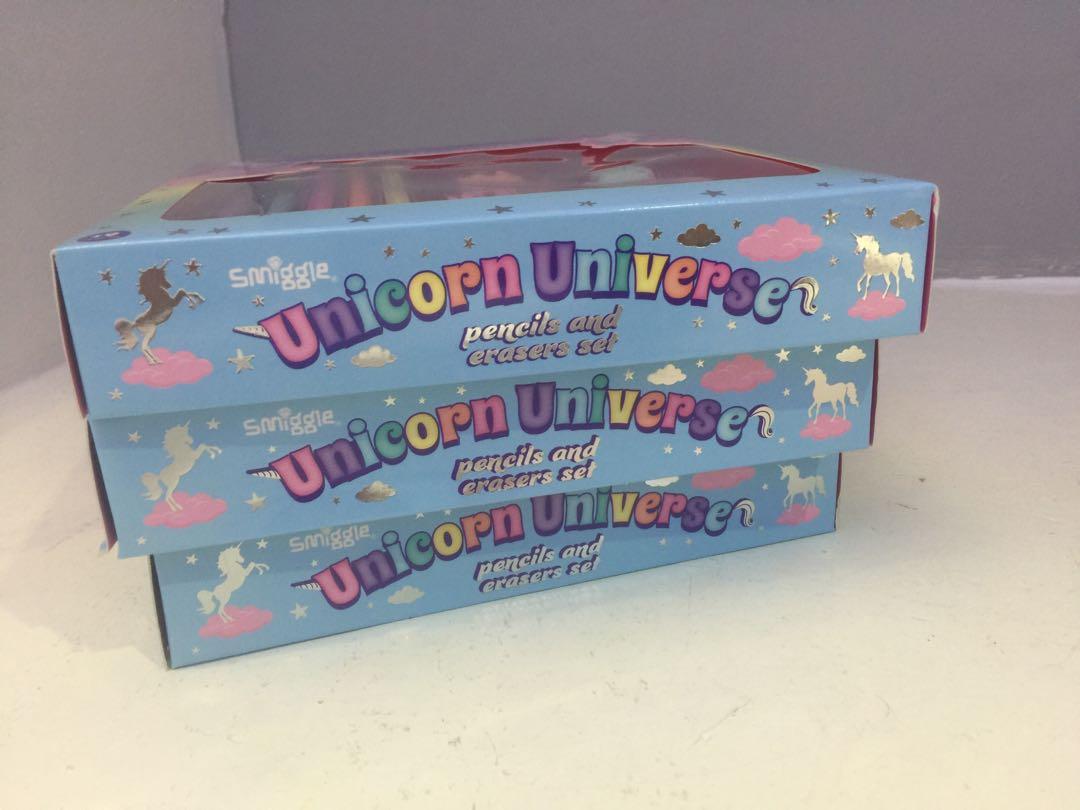 Smiggle Unicorn Pencil and Eraser Set, Hobbies & Toys, Stationary