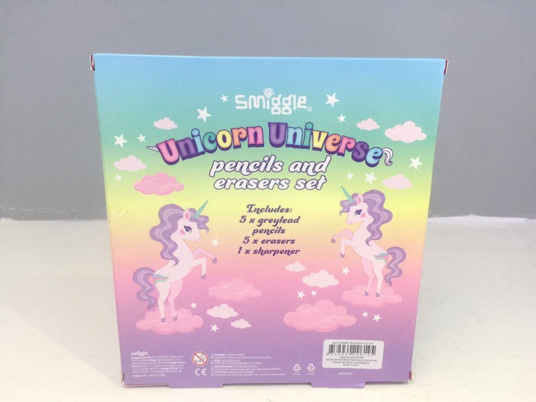 Smiggle Unicorn Pencil and Eraser Set, Hobbies & Toys, Stationary
