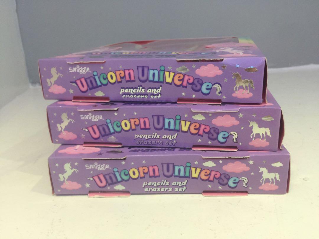 Smiggle Unicorn Pencil and Eraser Set, Hobbies & Toys, Stationary