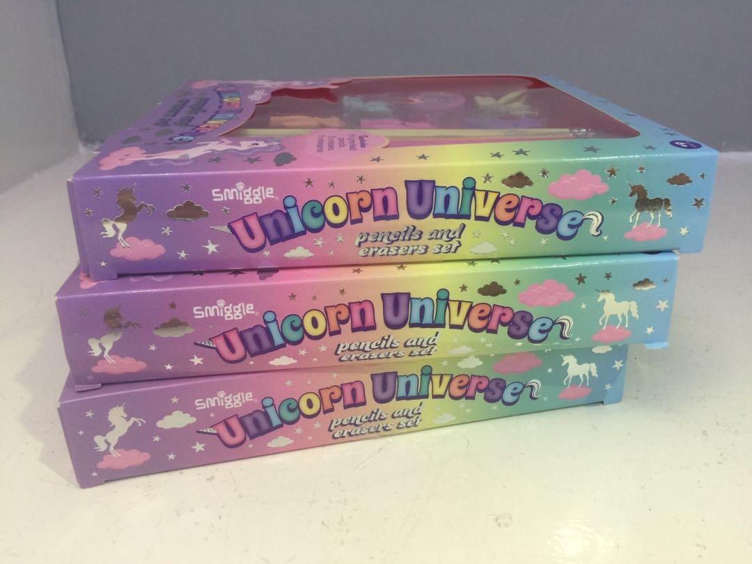 Smiggle Unicorn Pencil and Eraser Set, Hobbies & Toys, Stationary