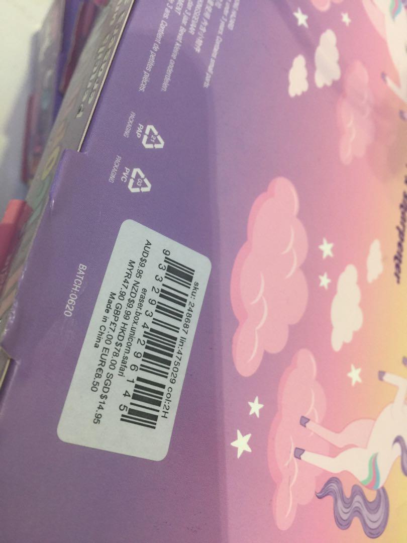 Smiggle Unicorn Pencil and Eraser Set, Hobbies & Toys, Stationary