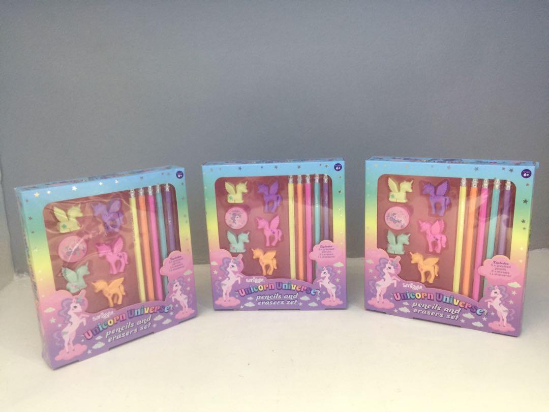 Smiggle Unicorn Pencil and Eraser Set, Hobbies & Toys, Stationary