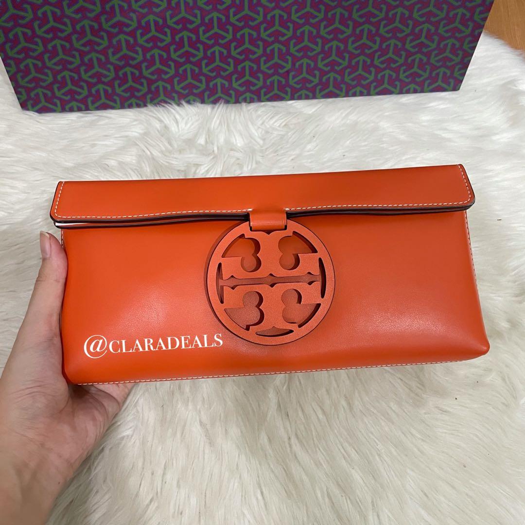 Tory Burch Miller Clutch Orange, Women's Fashion, Bags & Wallets, Purses &  Pouches on Carousell