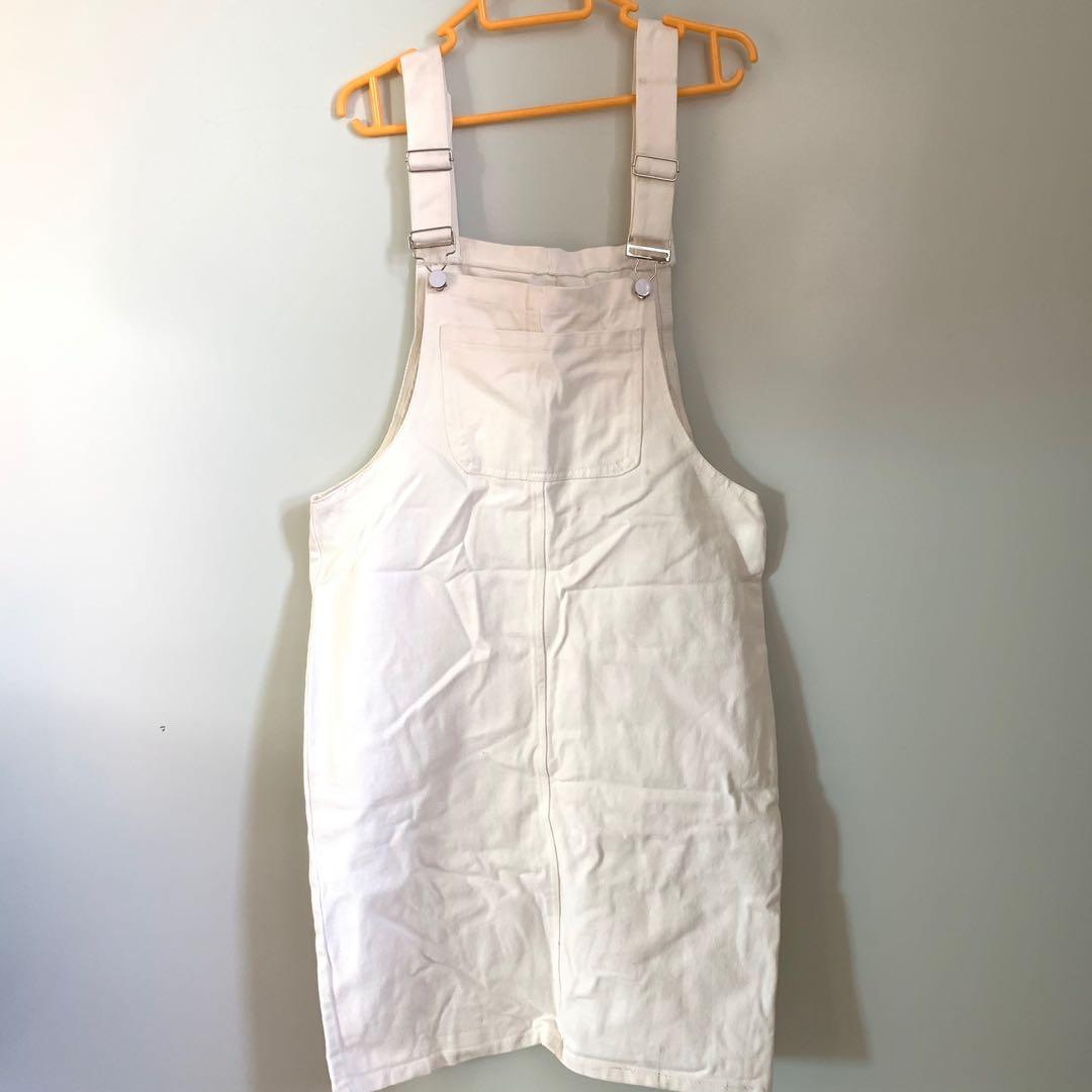 White denim overall dress 白色牛仔工人 
