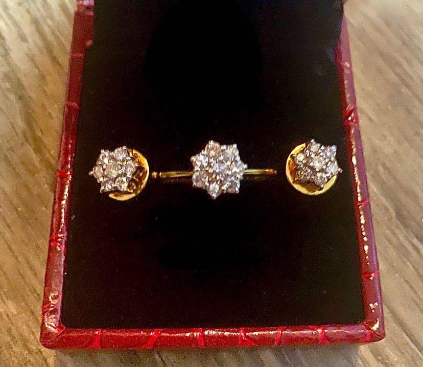 Gold earrings deals and ring set