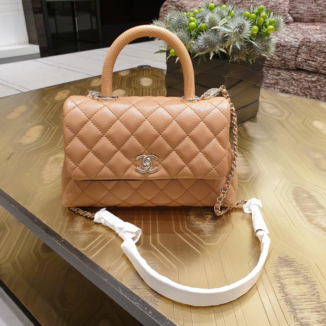 21P Chanel Small Coco Handle Caramel LGHW, Luxury, Bags & Wallets