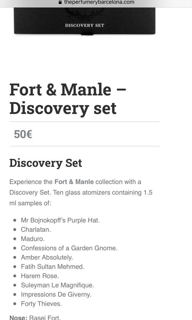 名牌香水｜ fort manle parfum discovery set ｜1.5ml x 10支, 美容 