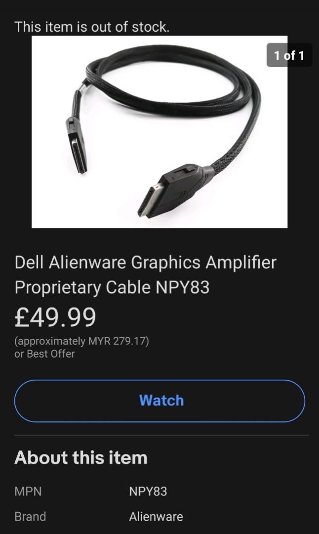 Alienware amplifier cable (Category: Computer Parts) located in Segamat. Submitted by .j.f. (Listing ID 1068822705, Image 3). Description: Alienware amplifier cable. still looking like new it's come from my first amplifier. now I brought second one.so I no need two cable. still working just the outside cover rope have abit come off as u can see in photo but doesn't effect with the cable inside. **low baller will be ignore because this item is har