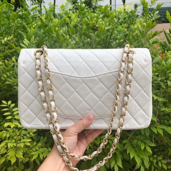 Authentic Chanel Ivory White Classic Flap bag w 24k Gold Hardware, Luxury,  Bags & Wallets on Carousell