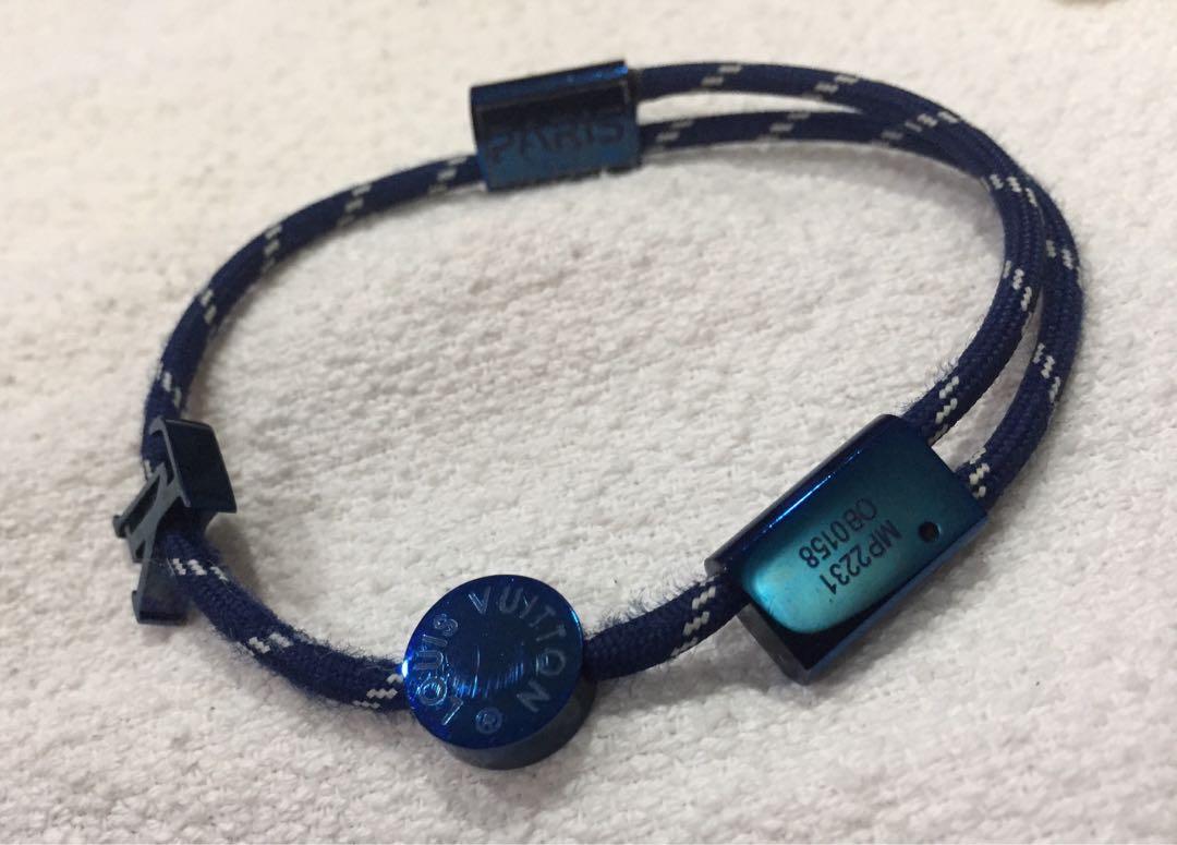 LOUIS VUITTON Nylon LV Satellite Bracelet Blue 1270797