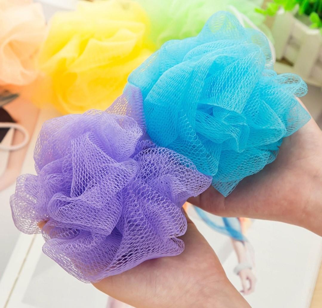 Bath Ball (Category: Bath) located in Singapore. Submitted by r2j_collections (Listing ID 1068635441, Image 2). Description: Material: Nylon Size: about 8cm in diameter quantity: 2 Product description: [ Random Color] [Mesh Loofah Bath Sponge] [Body Exfoliating Bath Shower Ball] [Useful Bathing Accessories] Product Category: Bath Flower Color: random/various colors Product Efficacy: Perfectly matched with shower gel and soap, it can create rich f