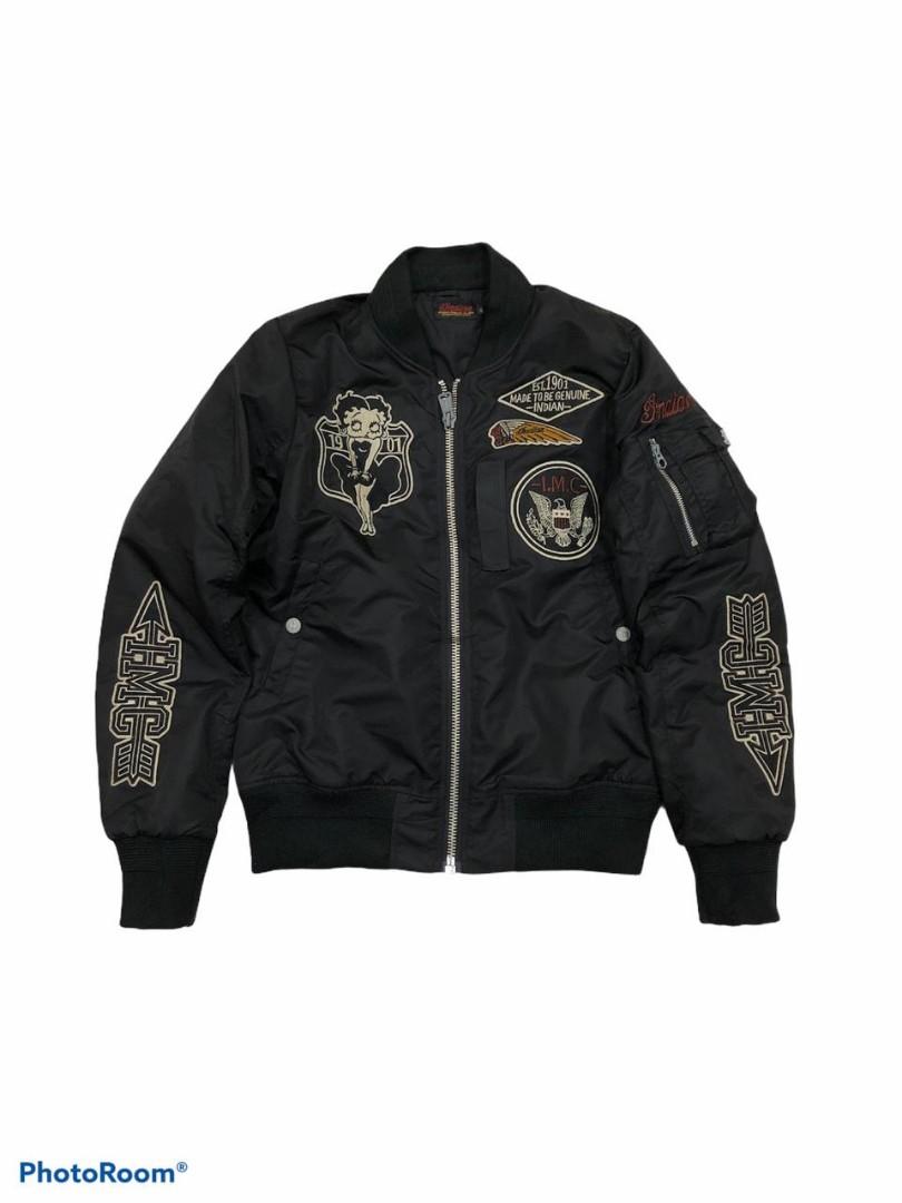 Bomber Jacket Indian Motorcycle X Betty Boop Fesyen Pria Pakaian Baju Luaran Di Carousell