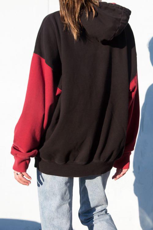 brandy melville black and red colourblock christy hoodie, Women's Fashion,  Tops, Other Tops on Carousell