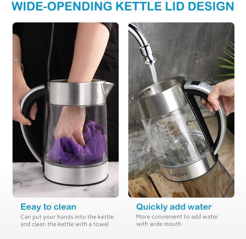 Electric Kettle, AKZIM Temperature Control Glass Kettle 2200W Fast Boil