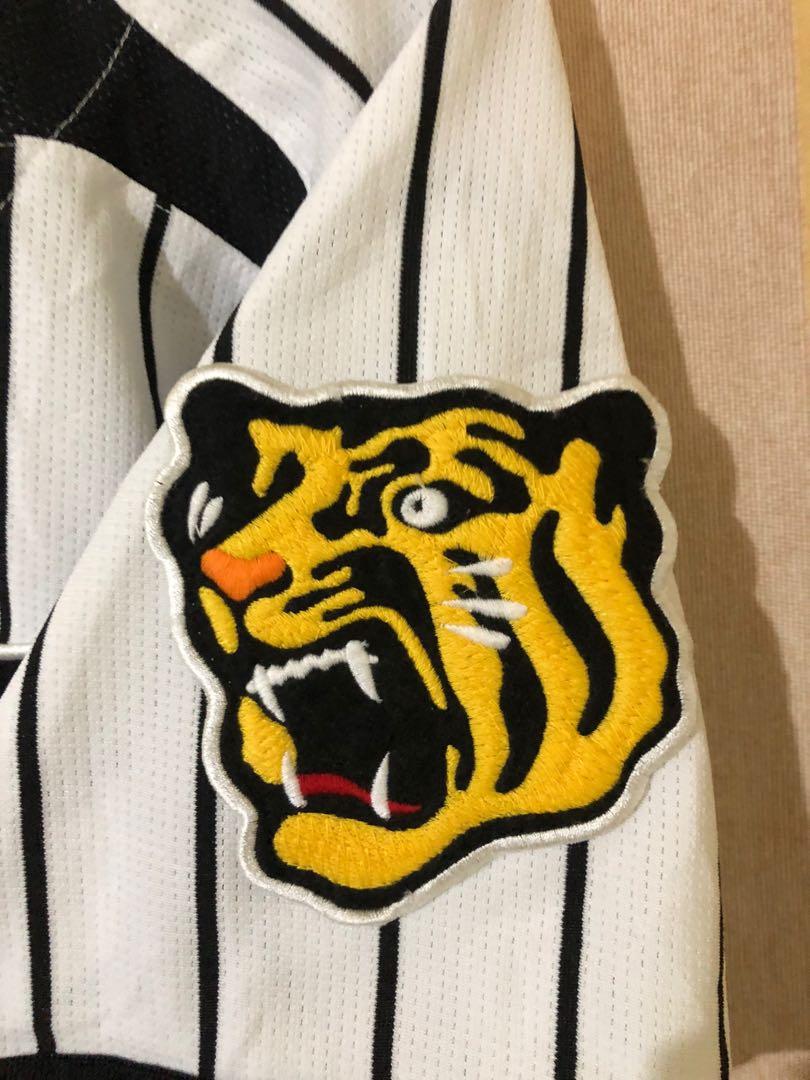 NEW MIZUNO Japan NPB HANSHIN TIGERS Baseball Jersey WHITE Yellow Mesh #4  UEMOTO