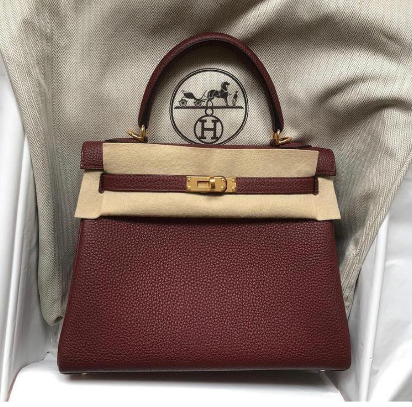 Hermes Kelly 25 Rouge H Togo Ghw Y stamp, 名牌, 手袋及銀包- Carousell