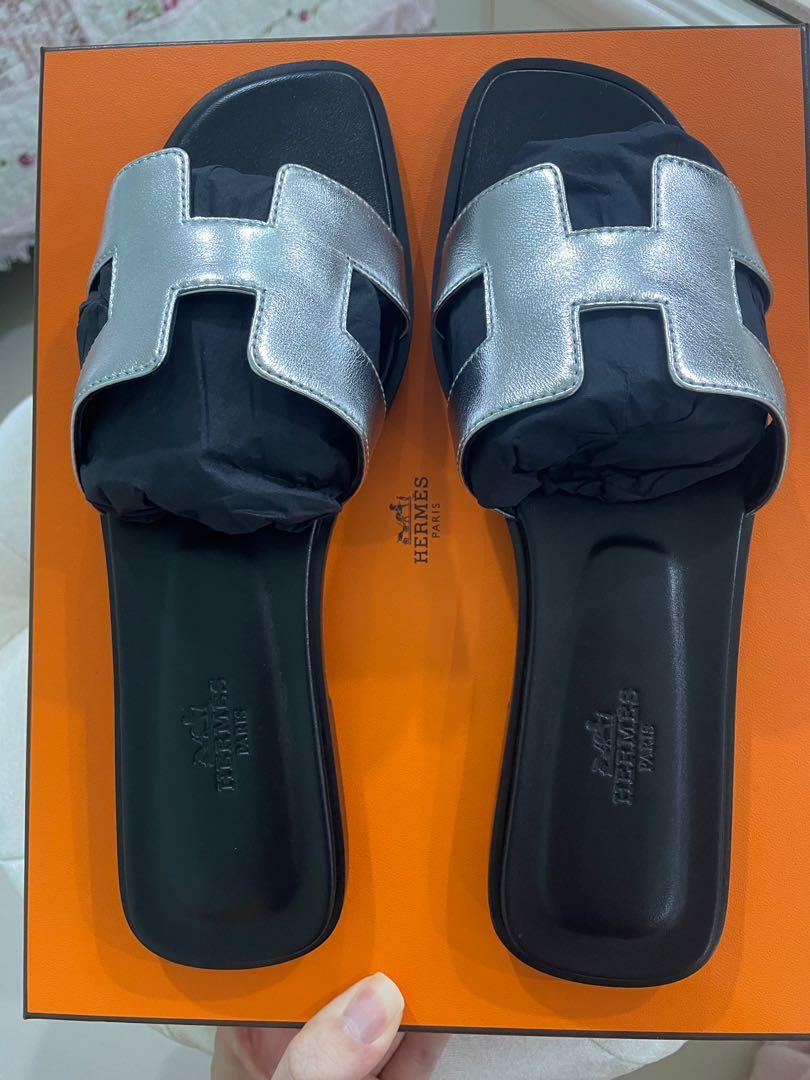 hermes sandals silver