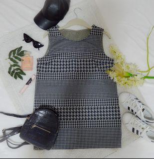 Houndstooth gray and Black Loose Tunic Maternity Pregnancy dress Stretchable