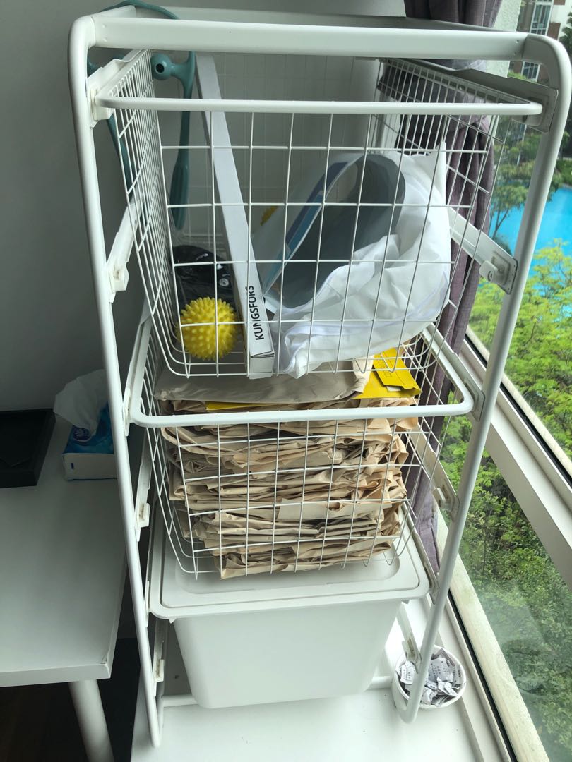 Ikea shelf / drawer unit with mesh baskets, Furniture & Home Living