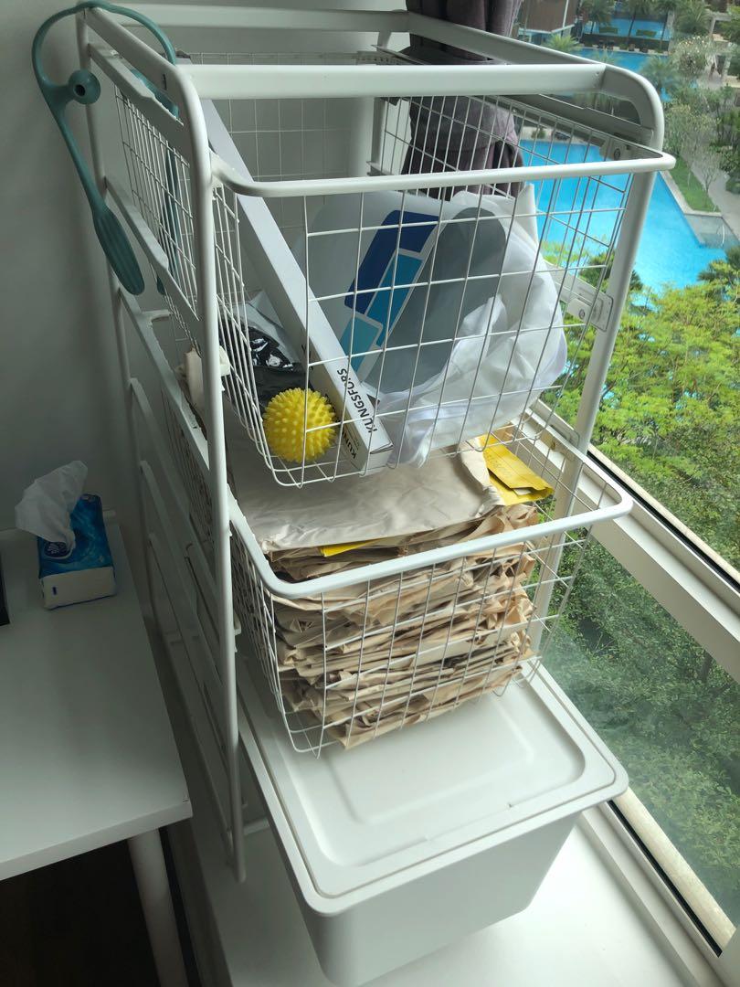 Ikea shelf / drawer unit with mesh baskets, Furniture & Home Living