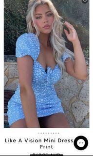 Like A Vision Mini Dress Blue Print