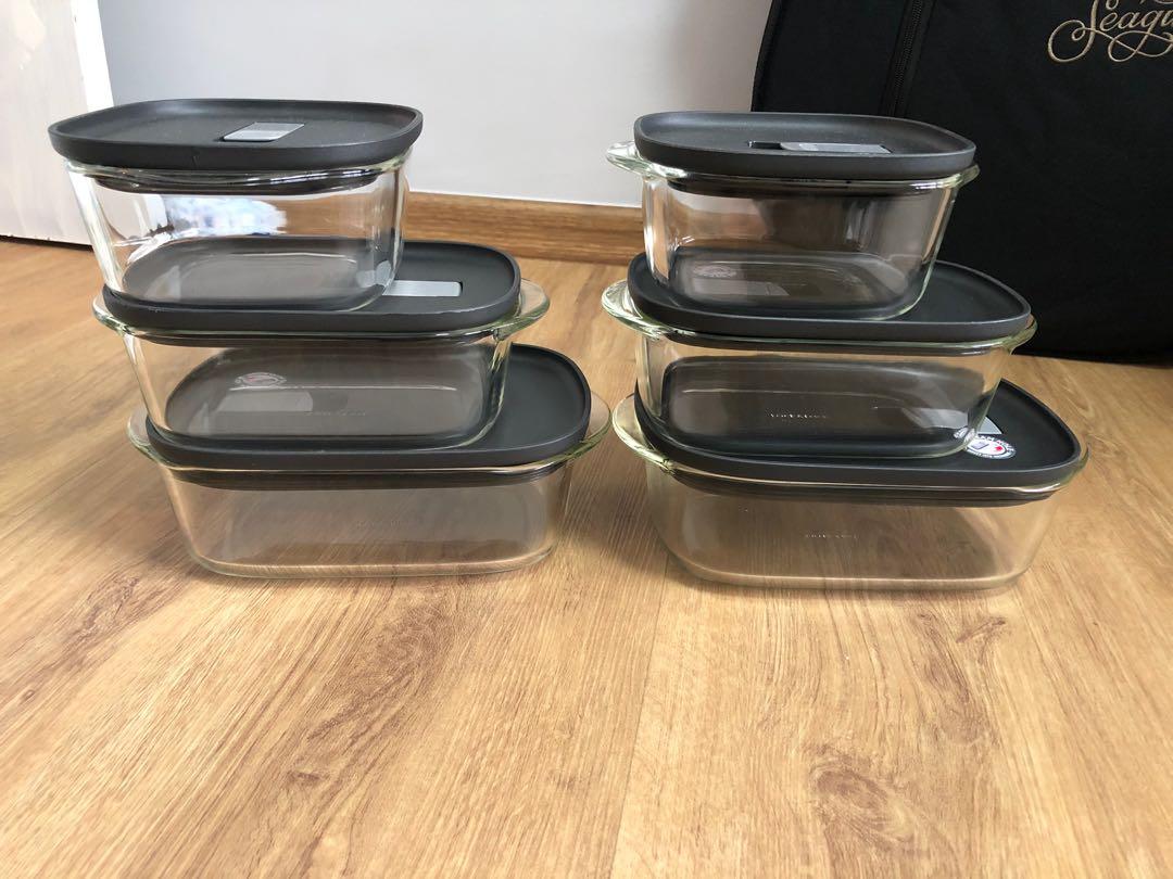 Lock & Lock glass tupperware with steam hole, Furniture & Home Living