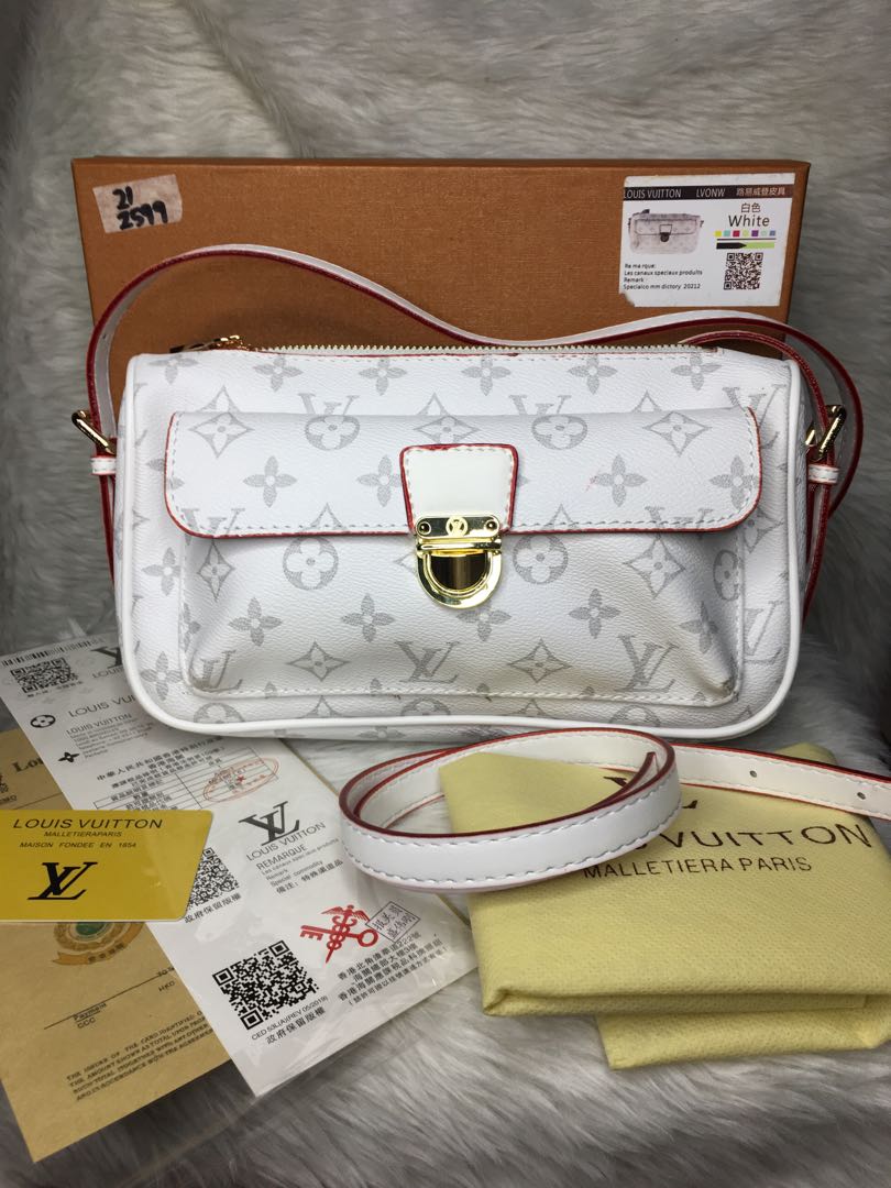 LV 2-way sling bag White, Luxury, Bags & Wallets on Carousell
