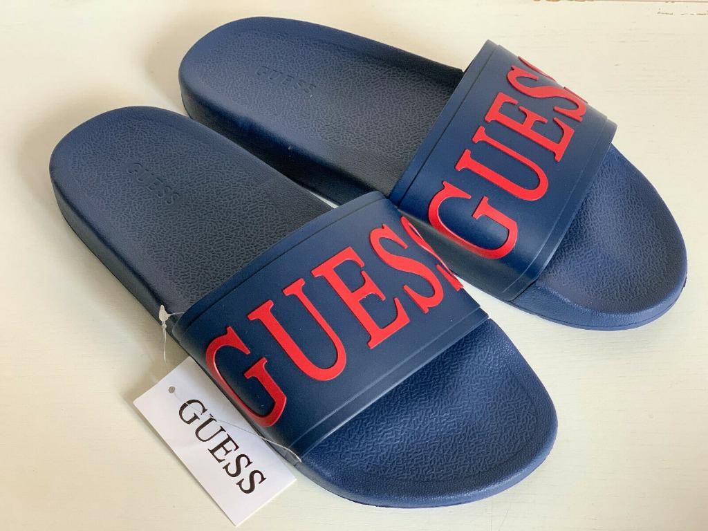 NEW! GUESS NAVY BLUE MEN'S SLIDES SLIPPERS US 10 / 43 SALE, Men's Fashion, Footwear, Slippers & Slides on Carousell