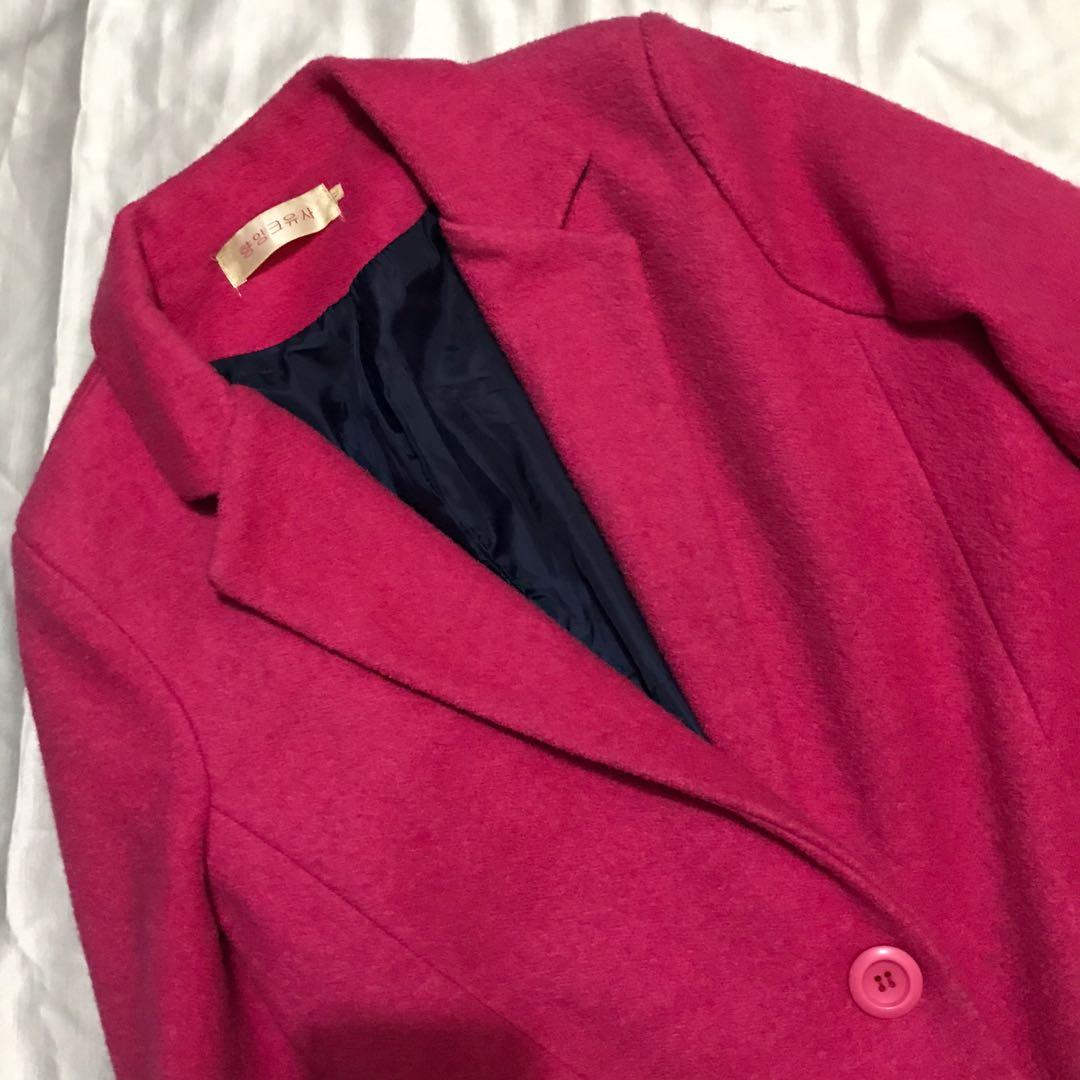 Pink wool coat never been used (swipe for size) (Category: Coats, Jackets and Outerwear) located in Mandaluyong City. Submitted by plrne (Listing ID 1068688848, Image 2). Description: Available as long as posted. Size: medium RFS: Decluttering Shipping will be shouldered by buyer. No haggling. Last prices posted. Payment first before shipping. Can ONLY be shipped through Grab for as low as 79 pesos same day delivery, lalamove & shopee checkout (p