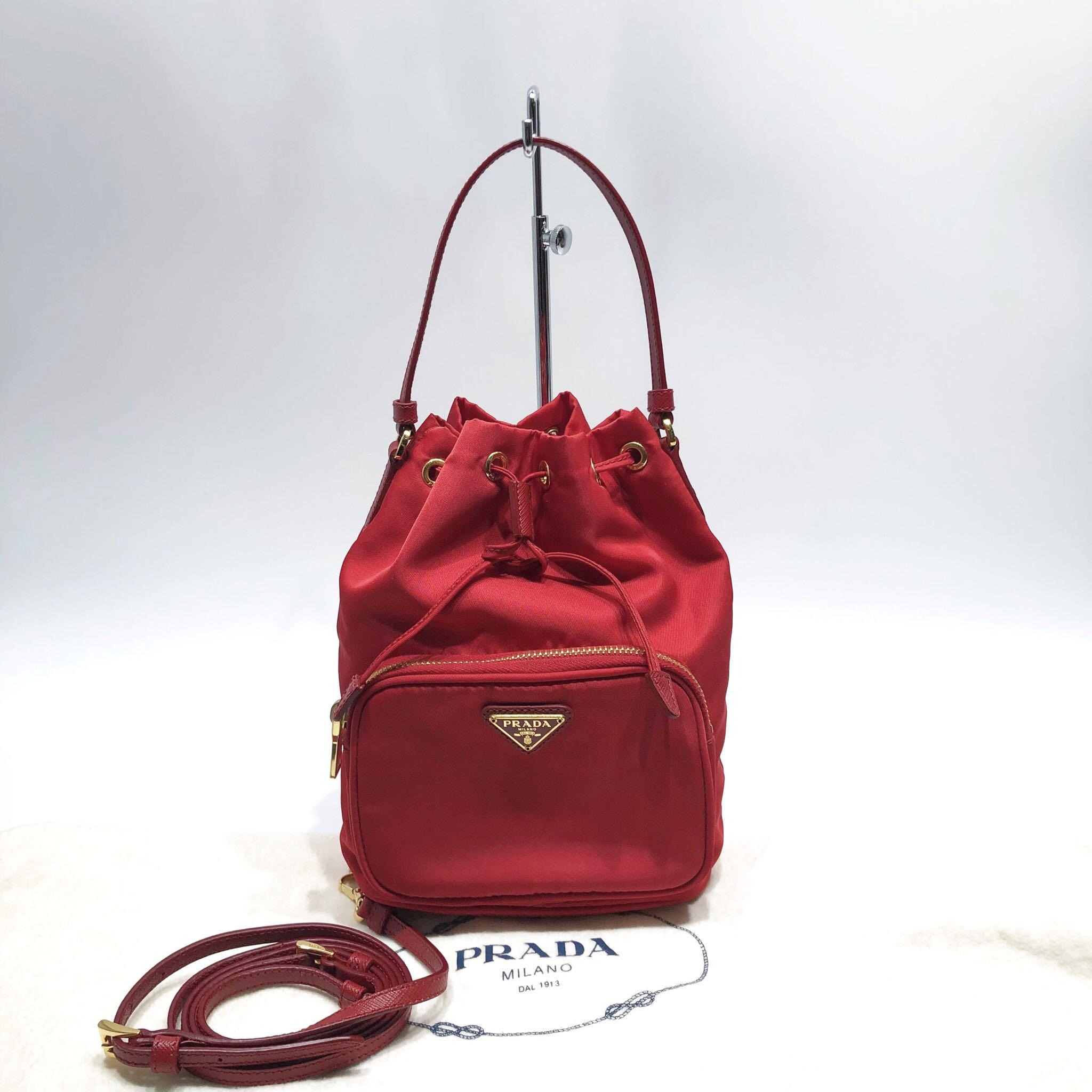 Prada bucket bag red best sale