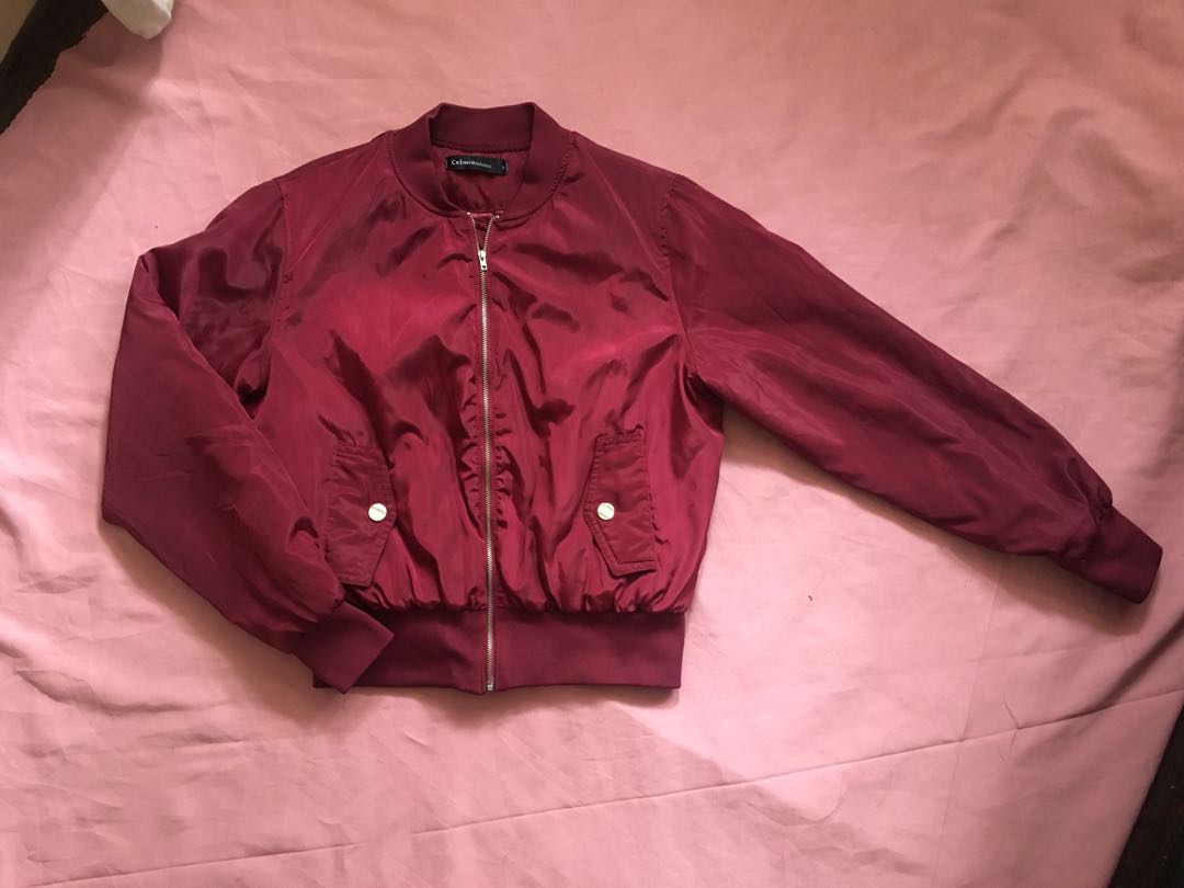 Red Thick Bomber Jacket Women Women s Fashion Coats Jackets and