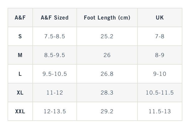 Hollister slides hotsell size chart