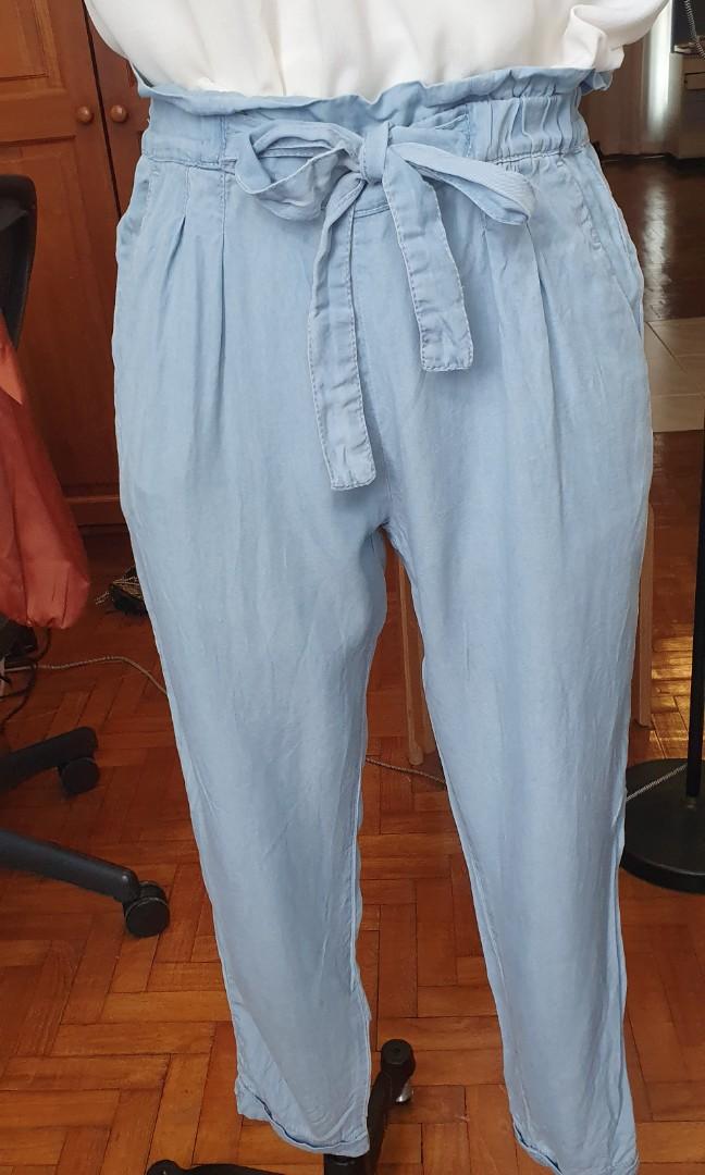 Light blue paper bag pants Clearance