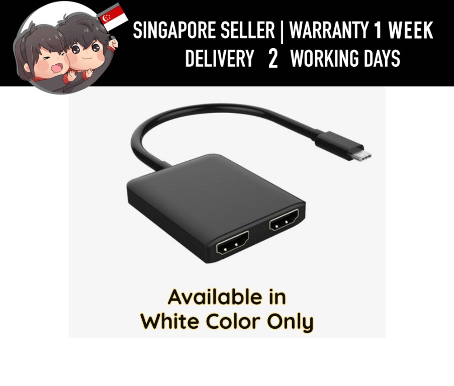 USB-C to Dual HDMI Hub 2x UHD4K HDMI (Available in White Color Only ...