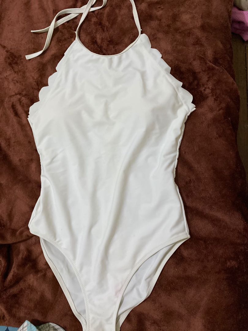 White One Piece Swimsuit Women S Fashion Swimwear Bikinis Swimsuits On Carousell