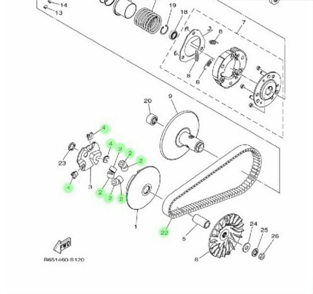 Yamaha Aerox belt set, Motorcycles, Motorcycle Accessories on Carousell