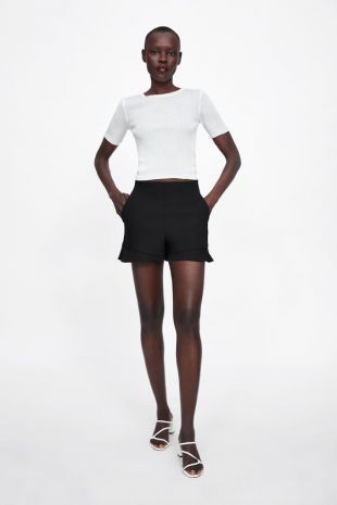 zara ruffle shorts